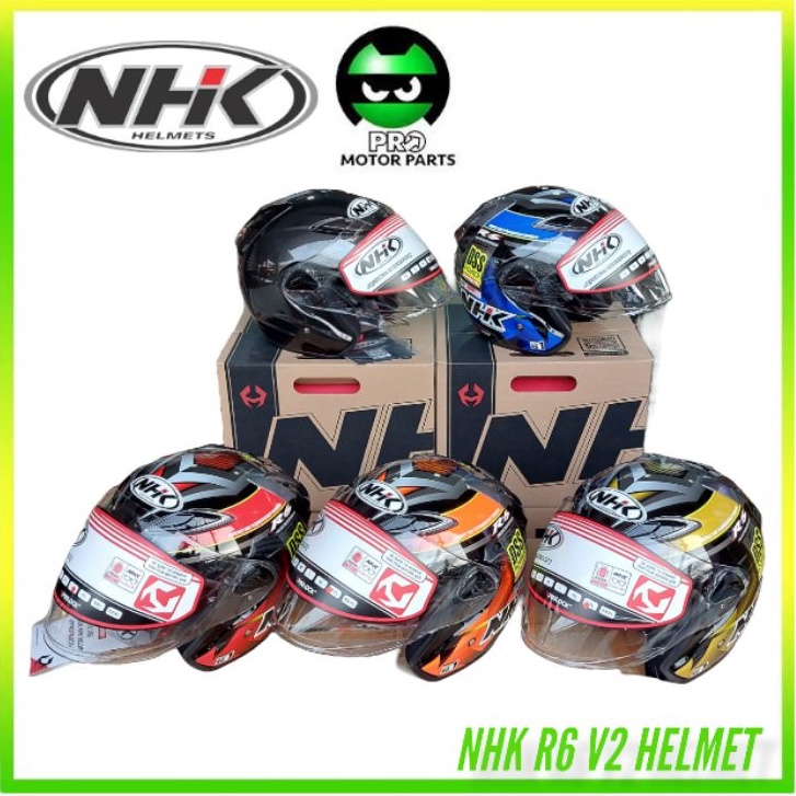 HELMET NHK READY STOCK NHK R6 V2 GLOSSY DESIGN NHK HELMET 100 ORIGNAL