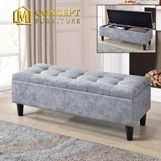 Haven Grey Fabric 120cm Large Storage Ottoman Bench