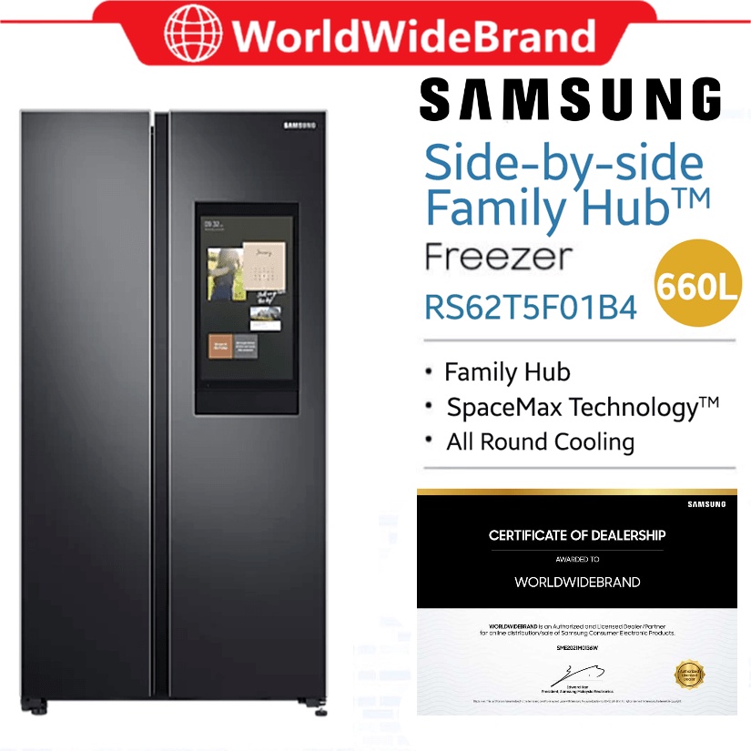 Samsung 660L Side by Side with Family Hub RS62T5F01B4/ME Fridge