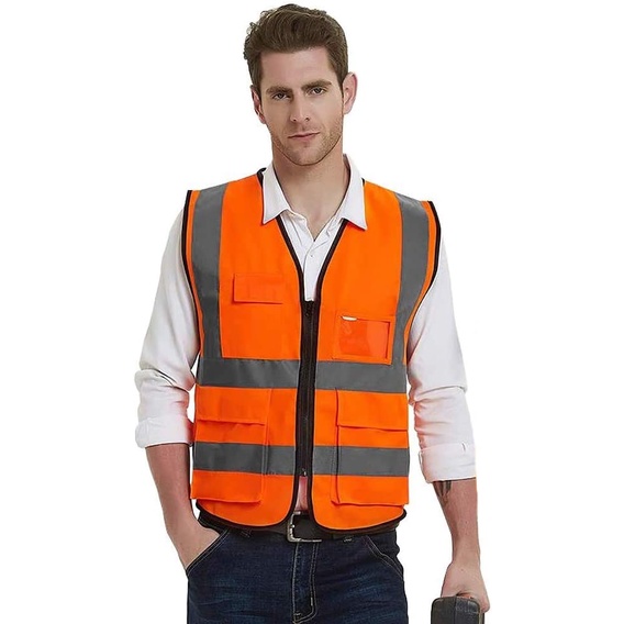 LOEBUCK Safety vest, reflective ANSI level 2 high visibility vest, with ...