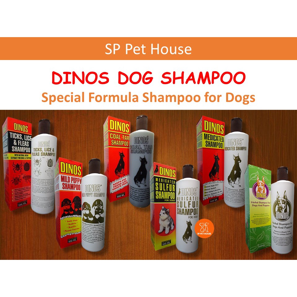 *ORIGINAL* Dinos Ticks Lice & Fleas, Medicated Sulfur, Coal Tar, Mild Puppy, Herbal Shampoo For