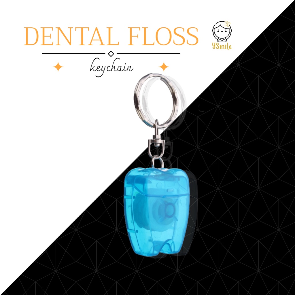 🦷15m Dental Floss Keychain Dental Clinic Door Gift Benang Flos Carak Gigi Cute Tooth Oral Clean