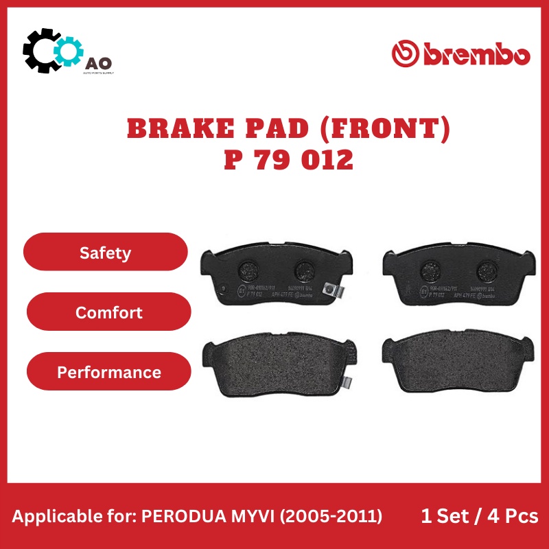 100 ORIGINAL BREMBO FRONT DISC BRAKE PADS FULL SET P79012 FOR PERODUA