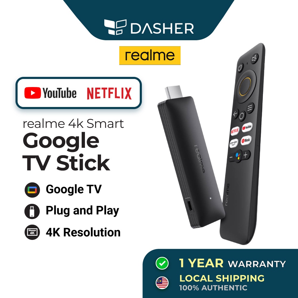 realme 4K Smart Google TV Stick HDR10+ HDMI Chromecast Wifi Google