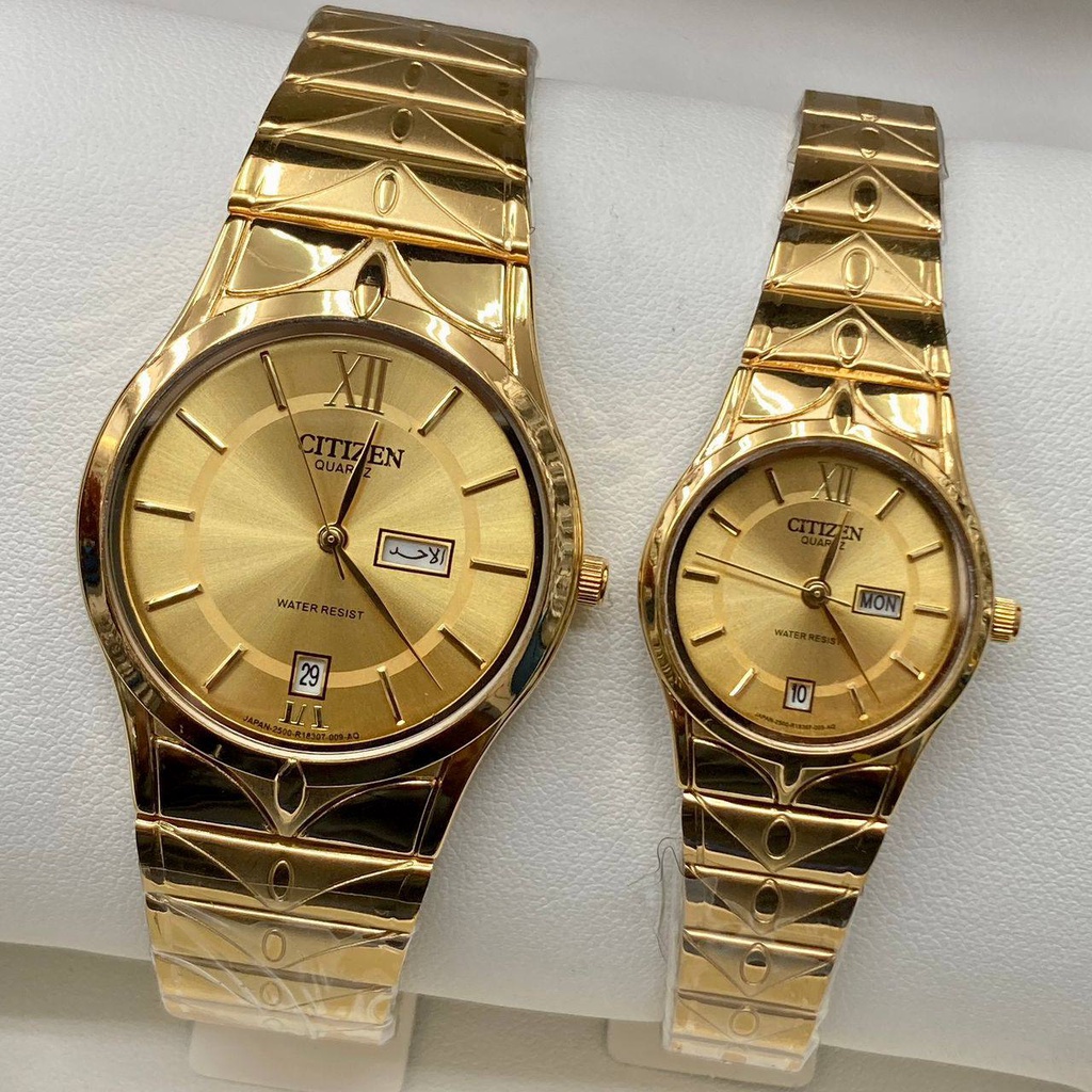 CITIZEN WATCHES COUPLE SET HALF GOLD BLACK Shopee Malaysia