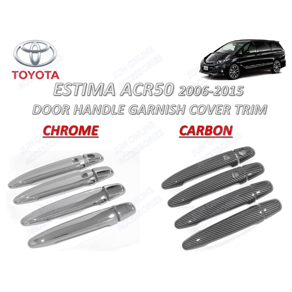 Toyota Estima ACR50 20062015 Chrome Carbon Style Garnish Door Handle