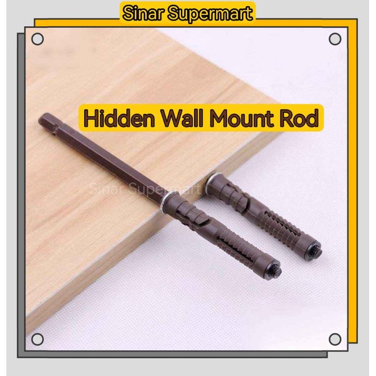 SinarSupermart Wall Shelf Hidden Mount Rod With Expansion End Concealed