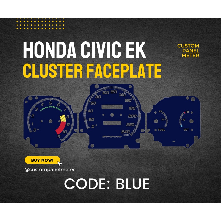 HONDA CIVIC EK CLUSTER FACE PLATE MANUAL PANEL METER SPEEDOMETER
