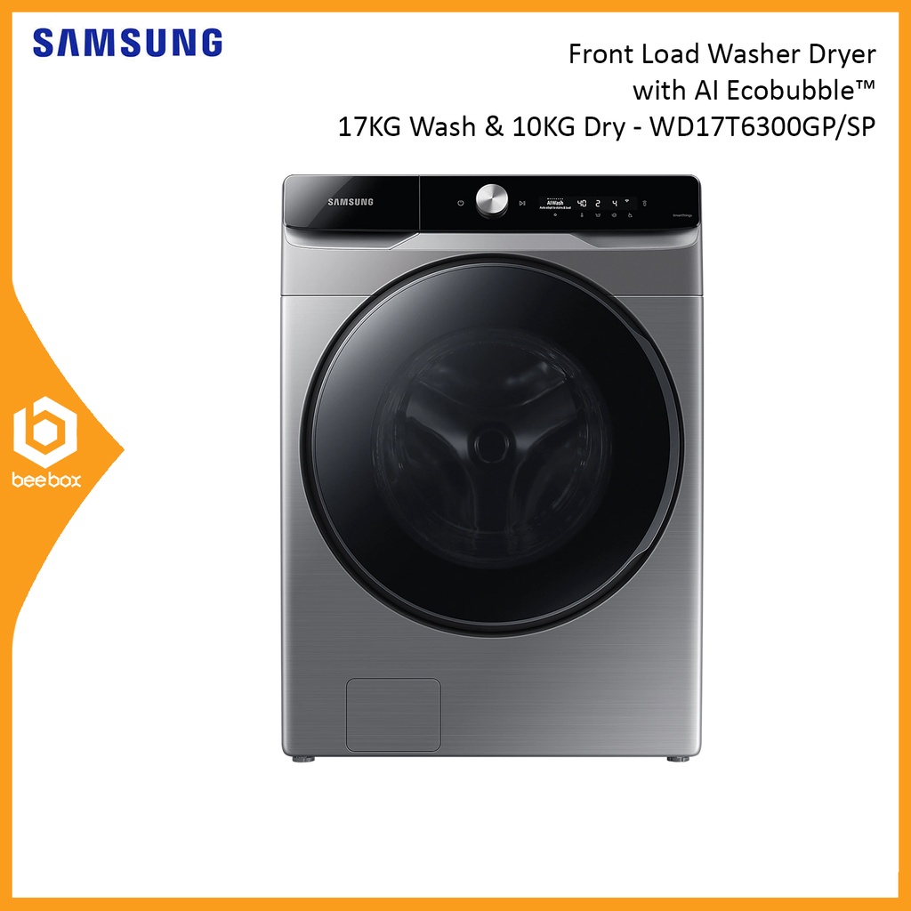Samsung WD17T6300GPSP Front Load Washer Dryer with AI Ecobubble™, 17KG