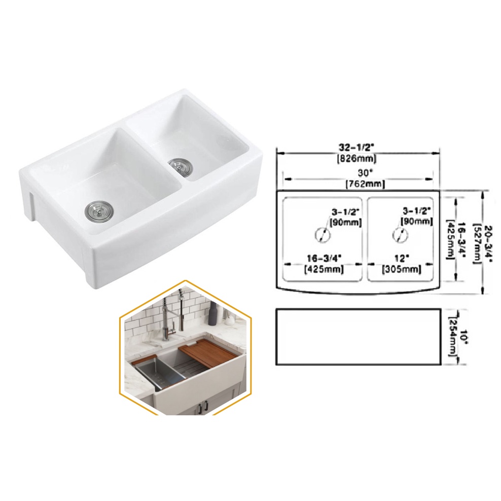 Kitchen Farmhouse Fireclay Ceramic Sink / Apron Sink / Belfast Sink