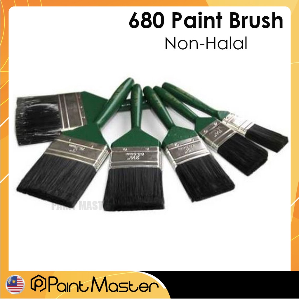 680# NON-HALAL PAINT BRUSH painting wall green handle 1" / 1.1/2" / 2