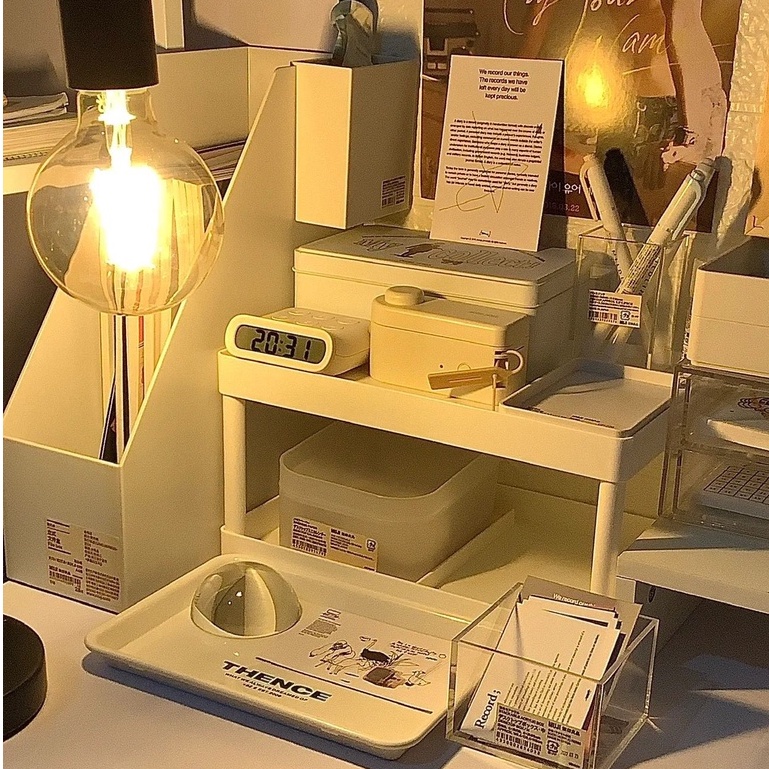 Ohaya ins Pure White Desktop Shelf Two-Layer Muji Style Storage Rack ...