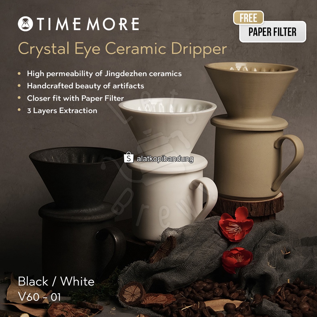 Timemore Crystal Eye Ceramic Dripper 01 with Holder Golden - Ceramic ...