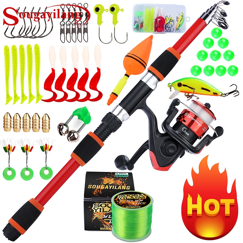 Sougayilang Fishing Rod Reel Full Set 1.8m Traveling Telescopic Fishing