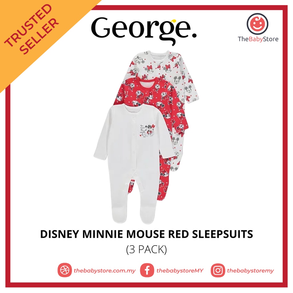 George Disney Minnie Mouse Red Sleepsuits-3 Pack (V-UK) | Shopee Malaysia