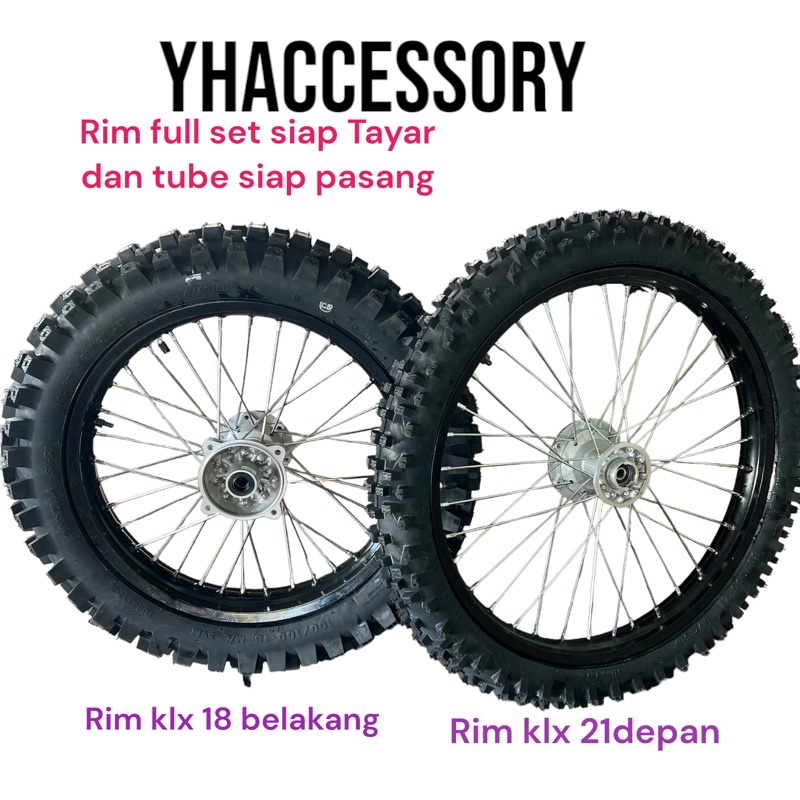 rim klx150 L/bf full set siap Tayar siap tube depan( 1.60x21)Belakang