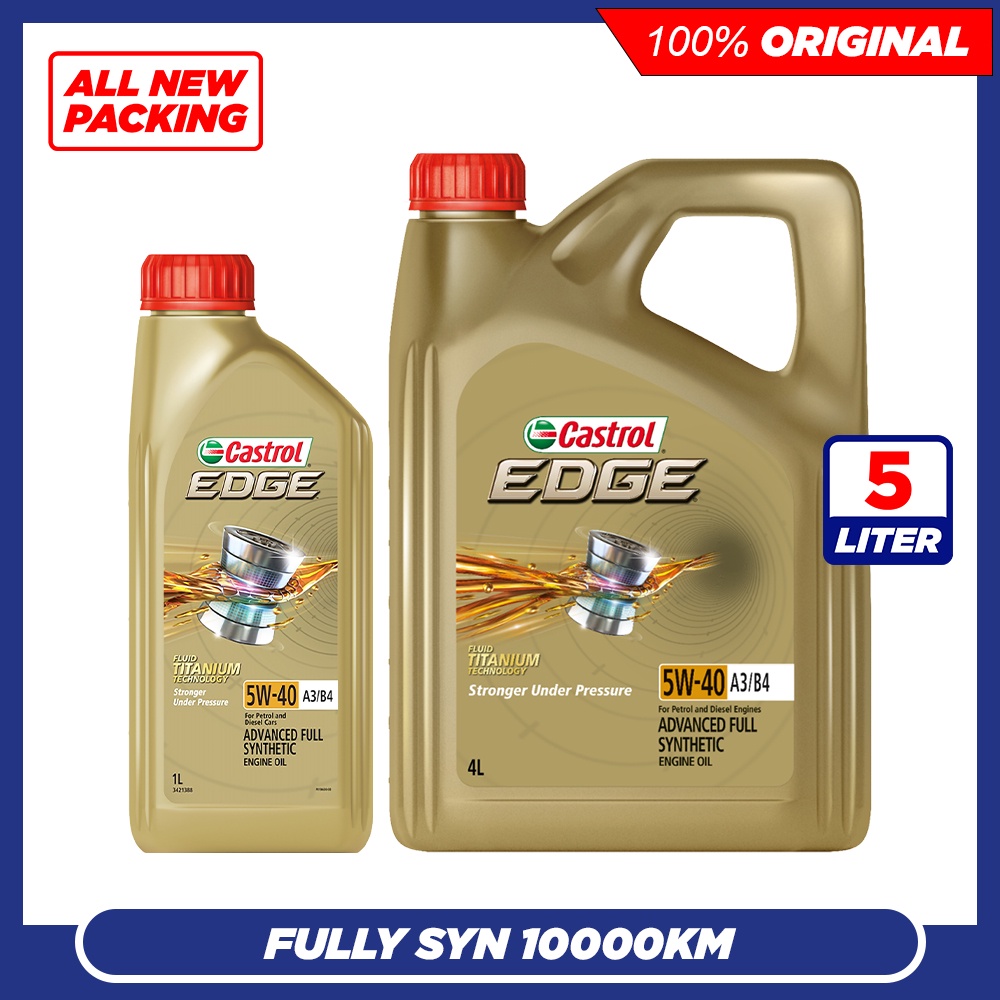 NEW PACKING) 5L Castrol EDGE 5W40 SN/CF Fully Synthetic Engine Oil (5  Liter) 5W-40