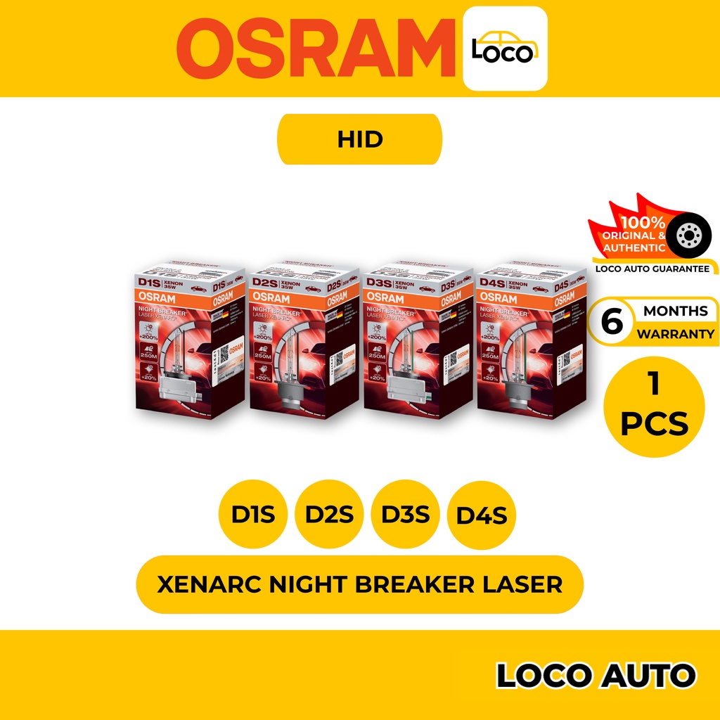 OSRAM XENARC Night Breaker Laser, HID, 1 PC, D1S D2S D3S D4S, 100%  Original, Loco Auto