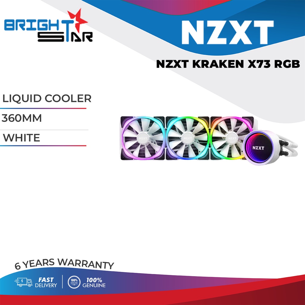 NZXT KRAKEN X73 RGB / LIQUID COOLER / AIO / WHITE / 360MM - 6 YEARS ...