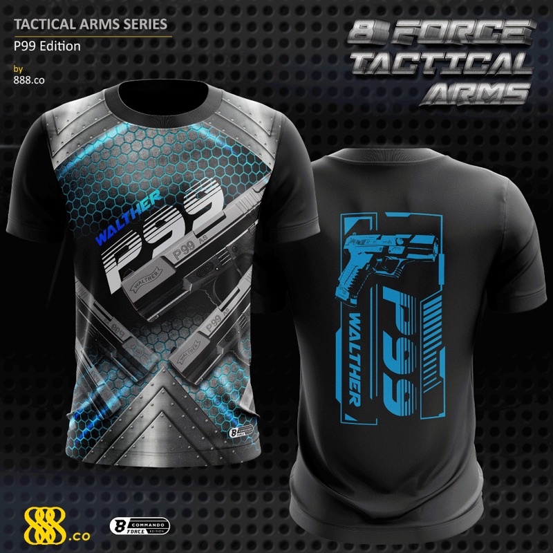 TACTICAL T SHIRT ROUND NACK SHORT SLEEVE SUBLIMATION P99 READY STOCK