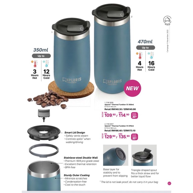 Tupperware Xploris Thermal Tumbler 350ml 470ml | Shopee Malaysia