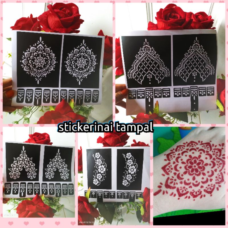 ️sticker inai tapak dan jari/readystok ️senang pakai/borong/corak ...