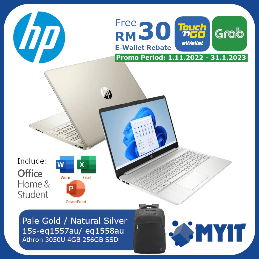 Hp 15s Eq1557au 15s Eq1558au Laptop Amd Athlon 3050u 4gb Ddr4 Ram 256gb Ssd 156 Inch Hd W11 4877