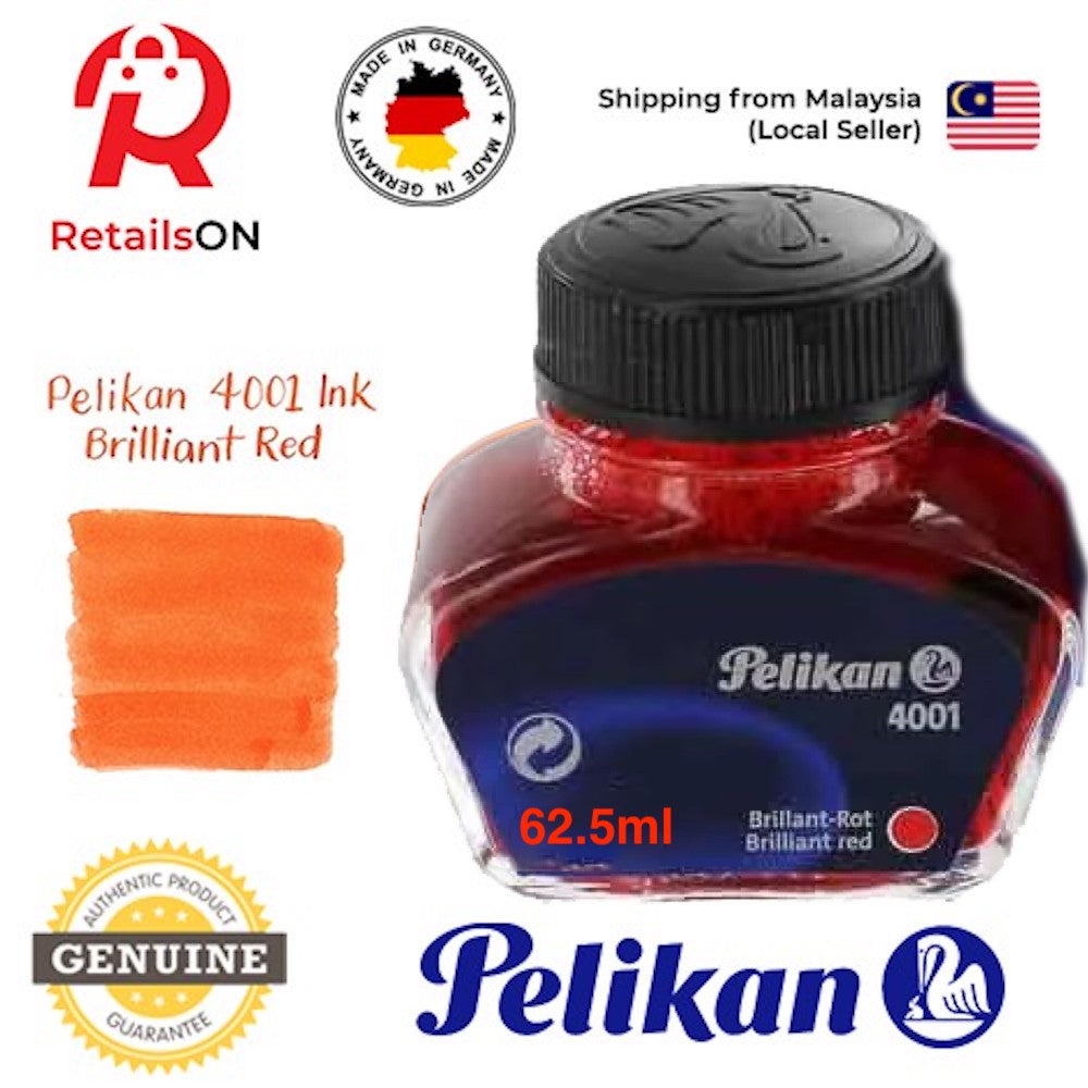Pelikan 4001 62.5ml Ink Bottle Brilliant Red / Fountain Pen Ink