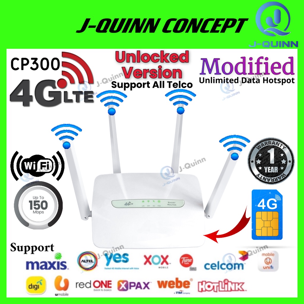 4G LTE Modem WiFi Sim Card Router CP300 + 1 LAN Port Bypass Hotspot