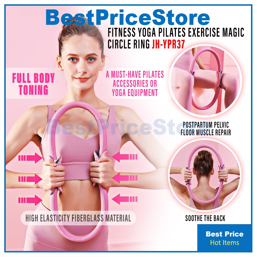 14" Pilates Ring / Magic Circle | Fitness Exercise Ring For Toning Thighs, Arms, Core - Yoga & Pilates Equipment