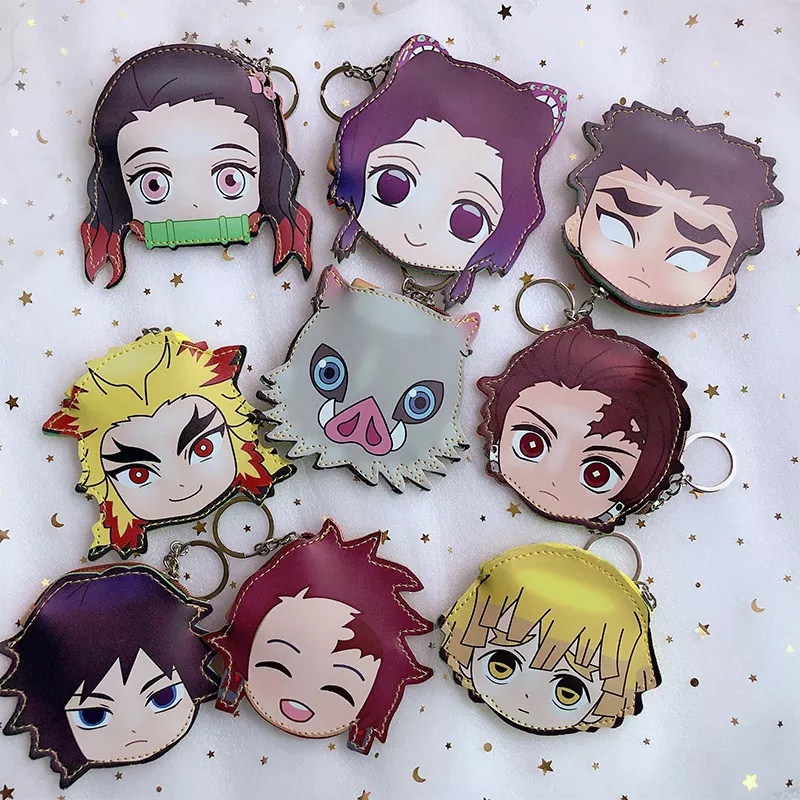 Demon Slayer Characters Cute Pocket Key Chain Coin/ Key Pouch | Shopee ...
