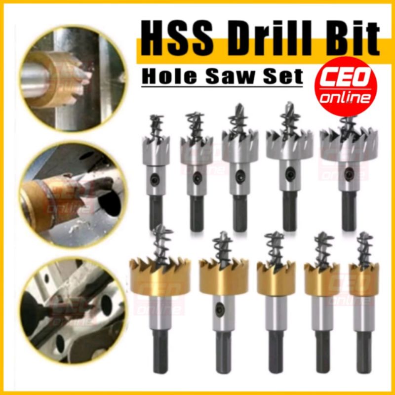 CEO 🇲🇾 5pcs HSS Titanium Carbide Tip Drills Bit Hole Saw Set Stainless
