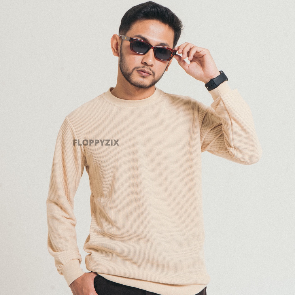 Crewneck WAFFLE Men/Crewneckneck BASIC Plain/WAFFLE SWEATER/Men's ...