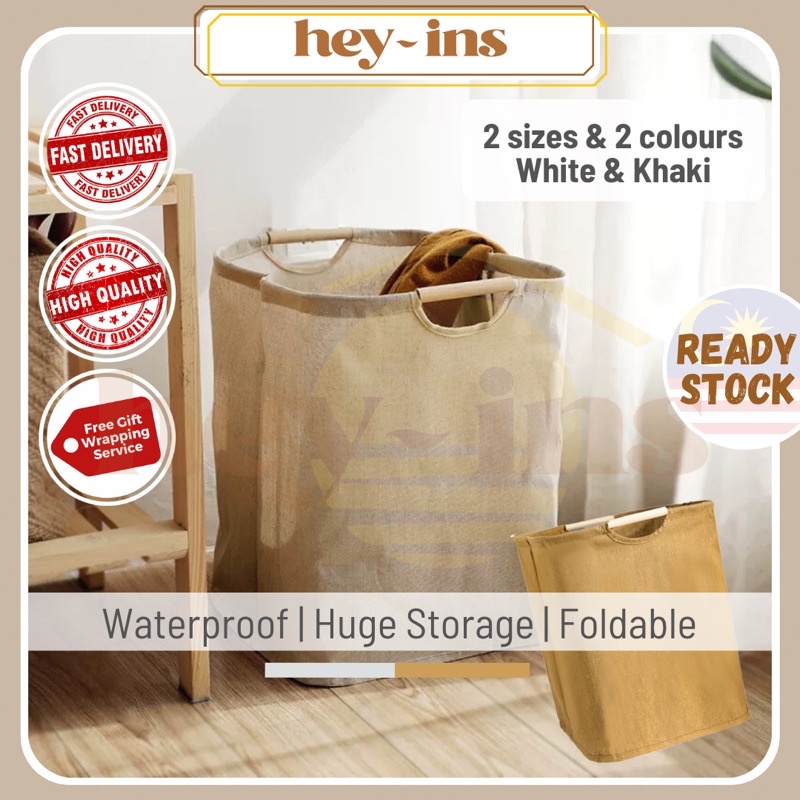 Muji Foldable Big Laundry Basket Waterproof Laundry Bag Bakul Baju