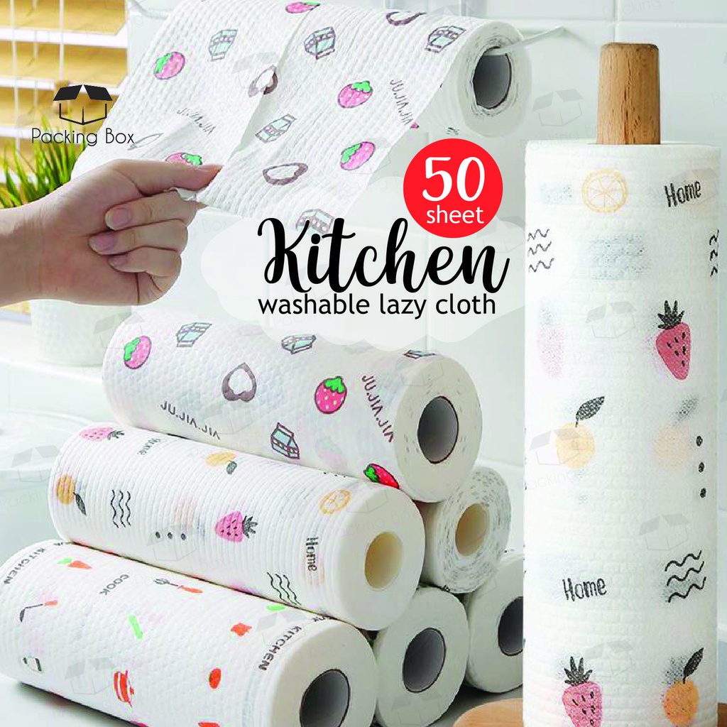 Roll Cleaning Cloths Lazy Rags Dry Washable Disposable Dish Paper Towel ...