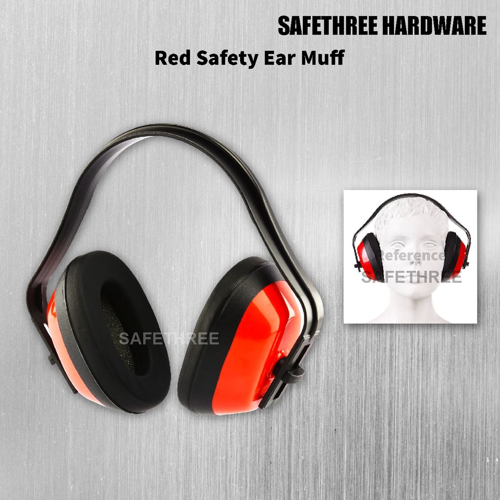 L/D Red Safety Protector Ear Muff Adjustable Height AntiNoise Hearing Protector Earmuffs