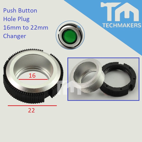 S15 Aluminium Diameter Changer for 16mm to 22mm Hole Suitable for AD16 Push Button / Pilot LED Lamp Hole Changer DIY
