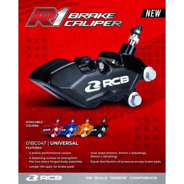 RB BREK CALIPER 4 PISTON R1 BRAKE RCB ORIGINAL /RCB BRAKE CALIPER 4 ...