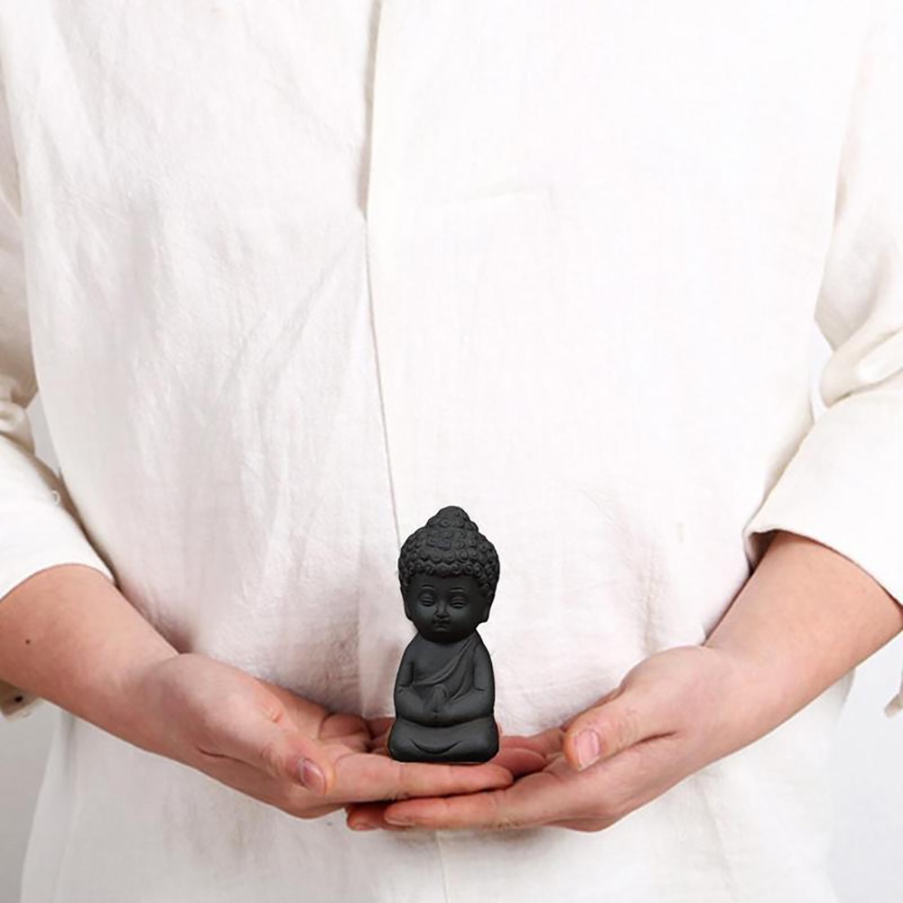 Mini Buddha Statue Tea Pet Ornaments Cute Little Monk Meditation Statue ...