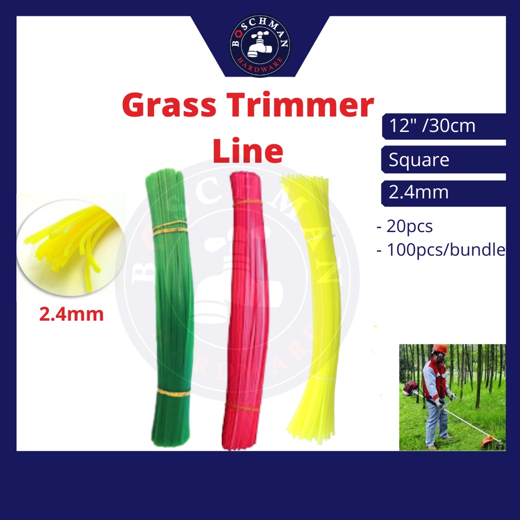 Yellow Precut Nylon Grass Trimmer Line Grass String Grass Cutter Square Cut  12 2.4mm Square Tali mesin rumput 割草机绳