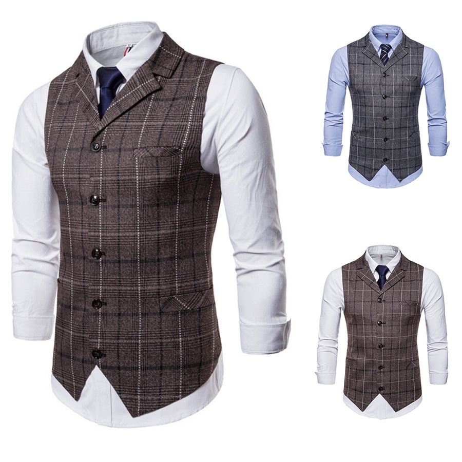 Vintage Blue Peak Lapel Slim Fit Single Breasted Solid Color Men's Vest