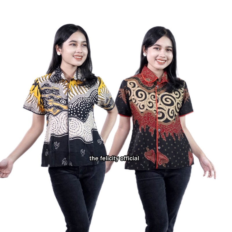 BB Batik Perempuan KEMEJA Modern Short Sleeve Batik Shirt Tops For ...