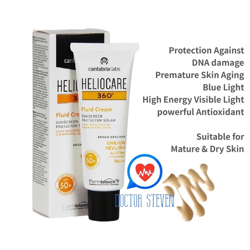 [DRSTEVEN] Heliocare 360 Fluid Cream (Antiageing) Face Sunscreen SPF50