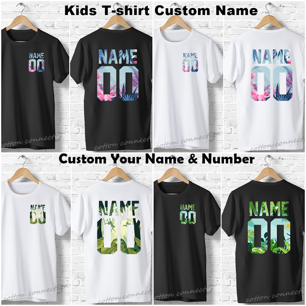 Custom Print Name Number Nature Pattern T Shirt for Kid Corak