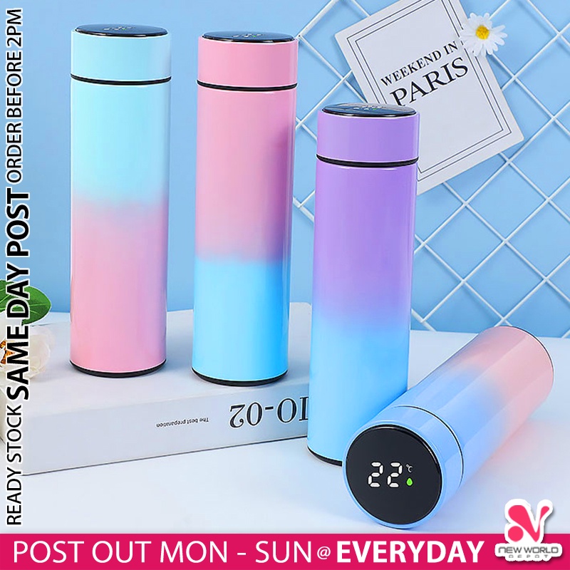 𝗛𝗢𝗧 𝗖𝗢𝗟𝗗 𝗨𝗦𝗘 》500ml Smart Led Display Vacuum Thermal Flask Stainless Steel Insulation Thermos