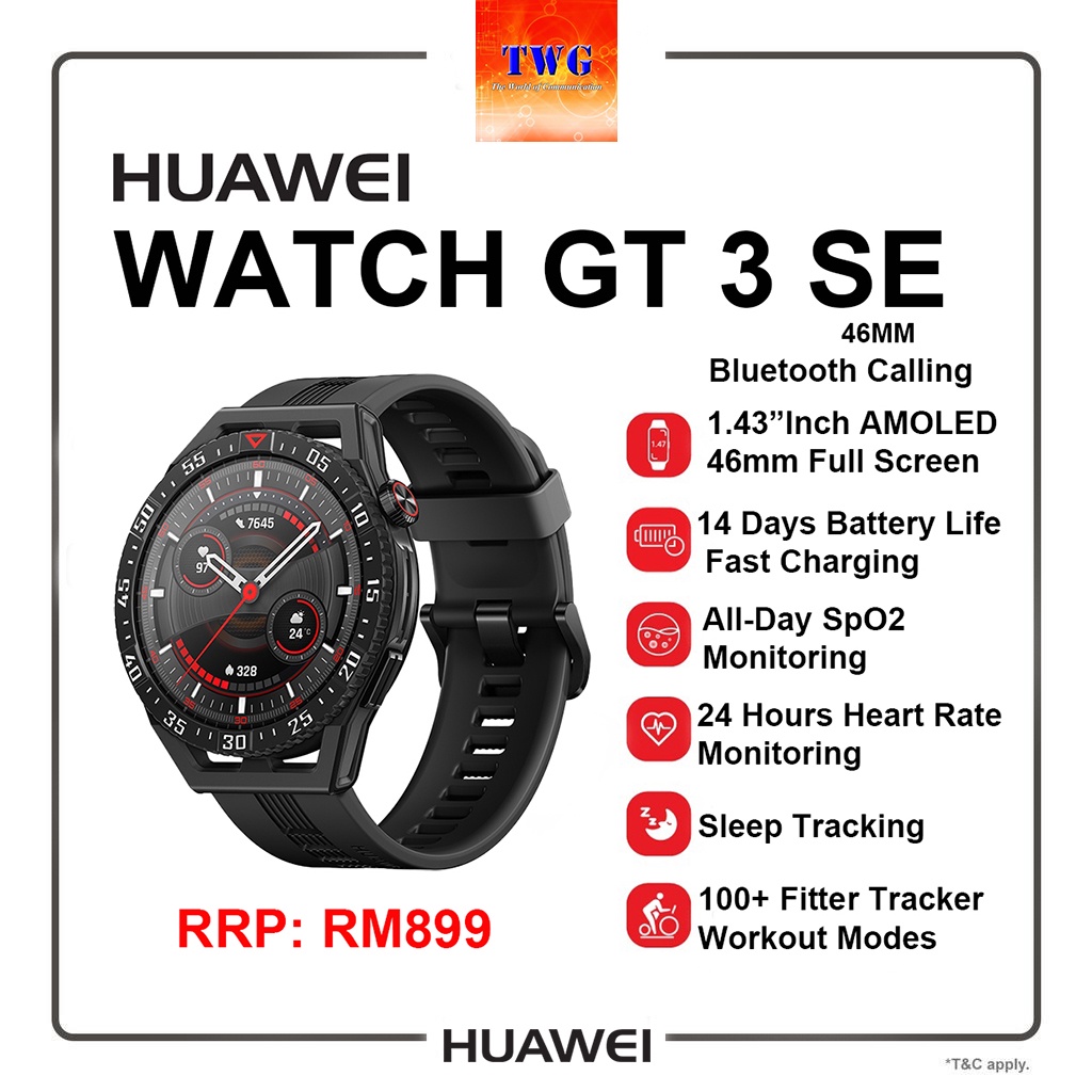 Huawei Watch GT 3 SE 46mm Sleep Health Monitoring 14 Days Battery Life Bluetooth Calling 1 Year Huawei Warranty