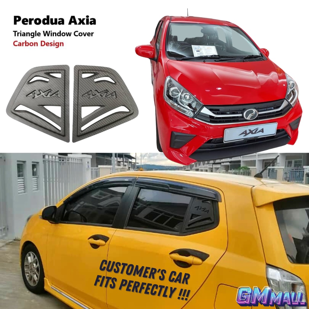 PERODUA AXIA TRIANGLE WINDOW COVER Carbon Fiber Rear Side Mirror Louver ...