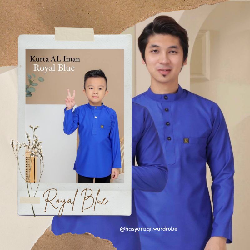 Kurta Al Iman Kurta Royal Blue Baju Royal Blue Kurta Budak Kurta Dewasa Berkolar Kurta 3857