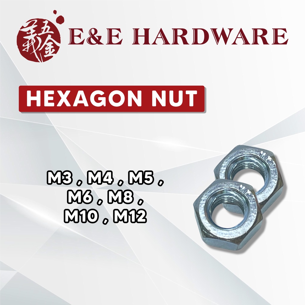 HEXAGON HEX NUT ZINC PLATED M3 ~ M12 HEXAGON NUT GRADE 8.8 | Shopee ...