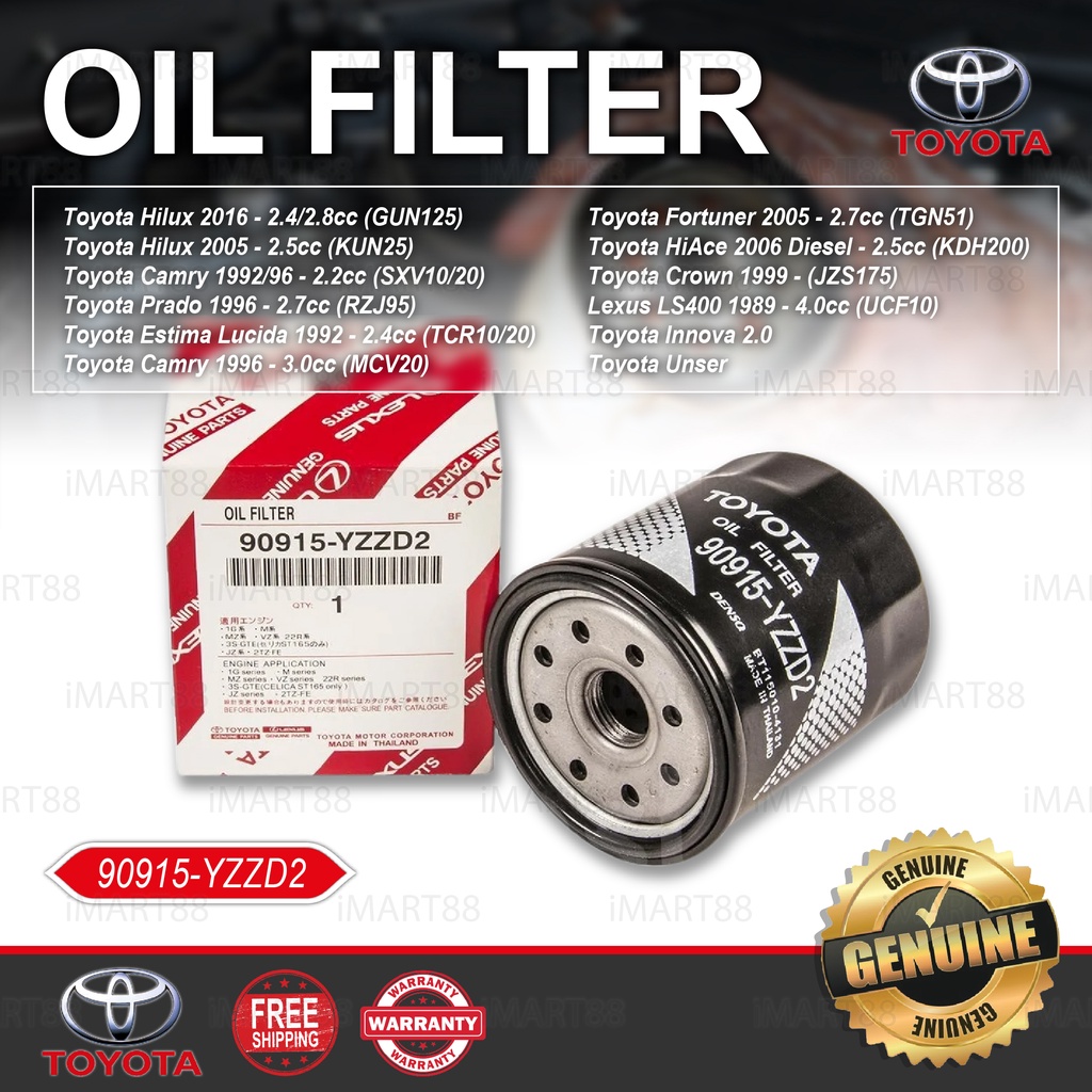 Original Toyota Oil Filter 90915YZZD2 Innova Fortuner Hilux Prado